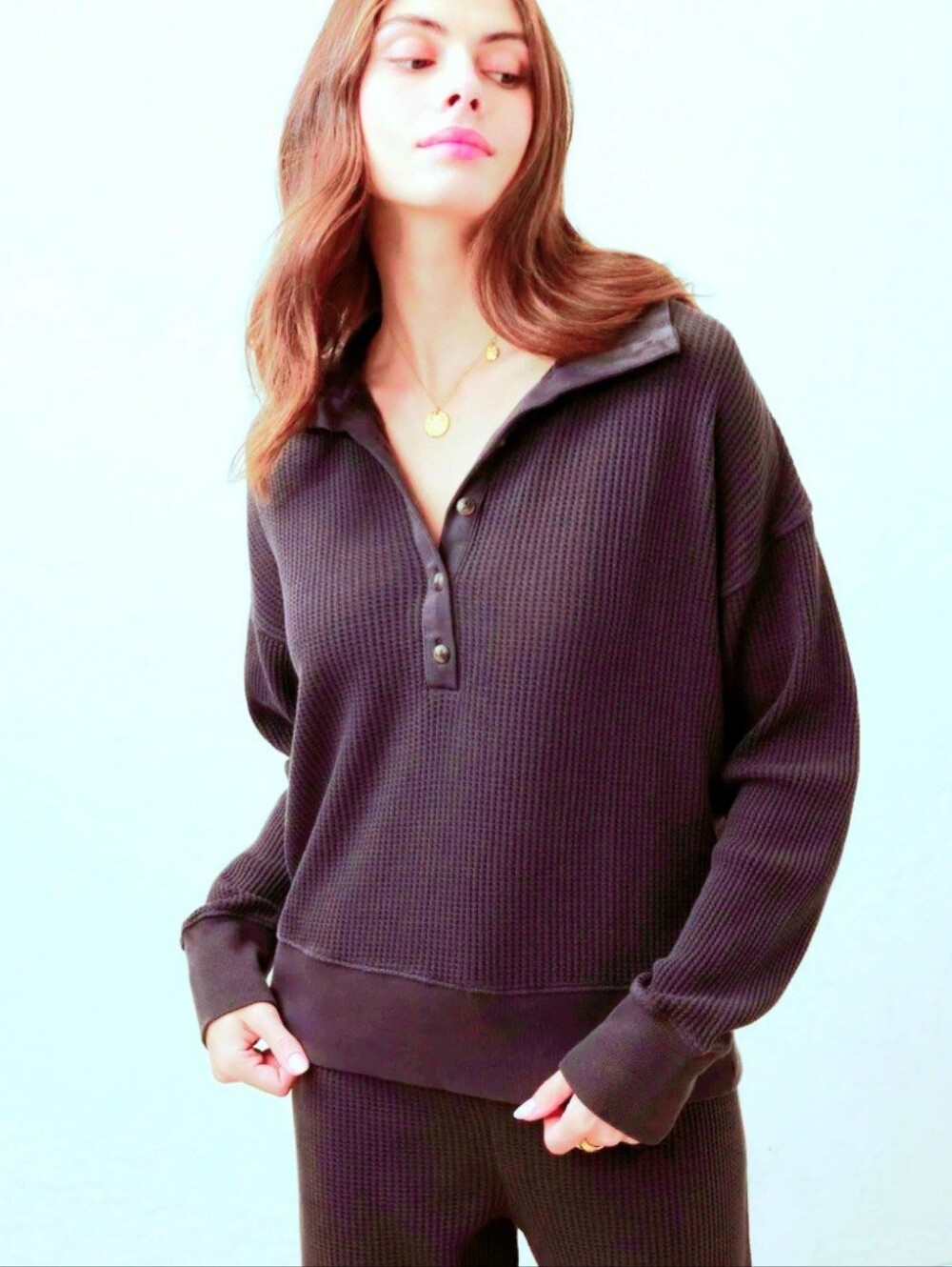 Faherty NWT Apres Waffle Sweater, Size M, Organic Cotton, Mauve